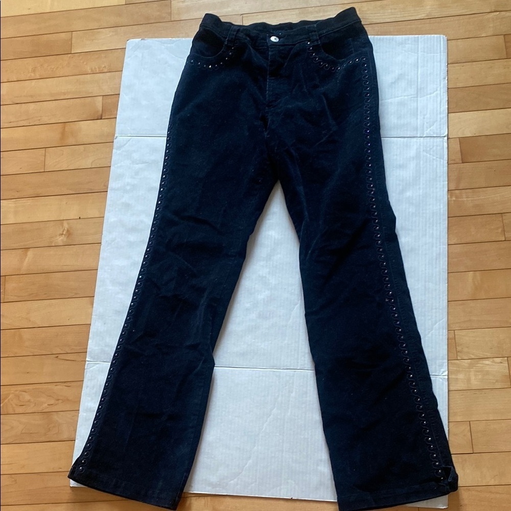 LAFEI-NIER Women's Navy Blue Velvet Type casual pants SIZE 8